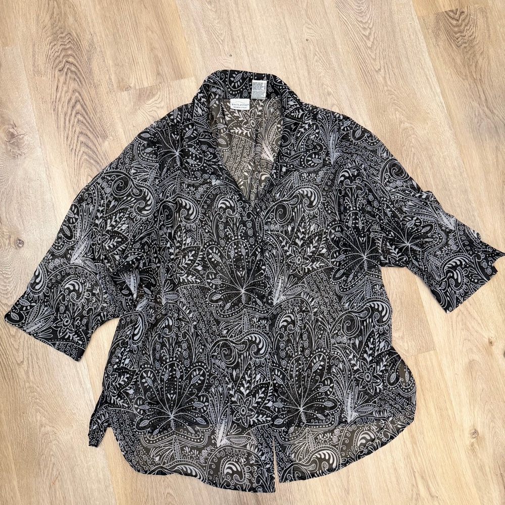 White Stag Semi-Sheer Paisley Button Down *Flawed*
